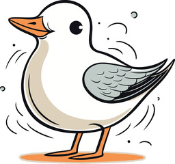 Illustration of a funny seagull on a white background.