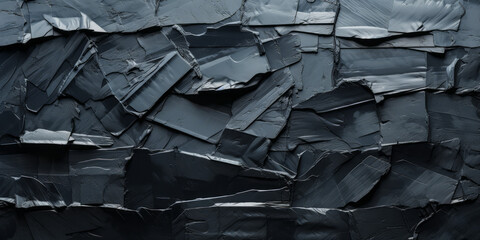 Dark Abstract Art Painting in Black and Gray: Closeup of Rough Oil and Pallet Knife Texture