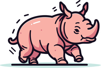 Obraz premium Cartoon rhinoceros. Vector illustration of a wild animal.