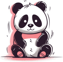 Obraz premium Cute cartoon panda sitting on the floor. Vector illustration.