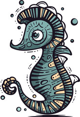 Hippocampus. sea horse. Hand drawn vector illustration.