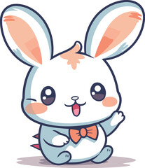 Cute little bunny character vector illustration. Cute cartoon bunny.