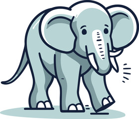Fototapeta premium Cute cartoon elephant. Vector illustration isolated on a white background.
