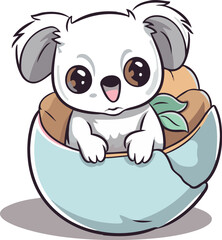 Obraz premium Cute dog in the egg character vector illustration. Cartoon style.