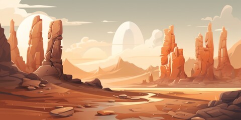 Abstract illustration of a badlands landscape. 