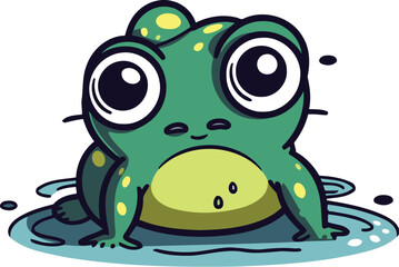 Frog in water. Cute cartoon character. Vector illustration.