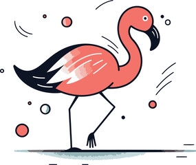 Flamingo vector illustration. Hand drawn doodle style.