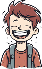 Smiling happy boy. Vector illustration in doodle style.