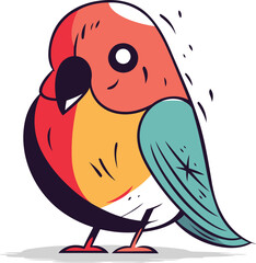 Cute cartoon parrot bird. Vector illustration on white background.