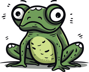 Fototapeta premium Cartoon frog. Vector illustration of a funny frog isolated on white background.