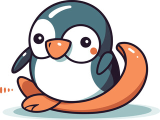 Naklejka premium Cute penguin cartoon character. Vector illustration in cartoon style.