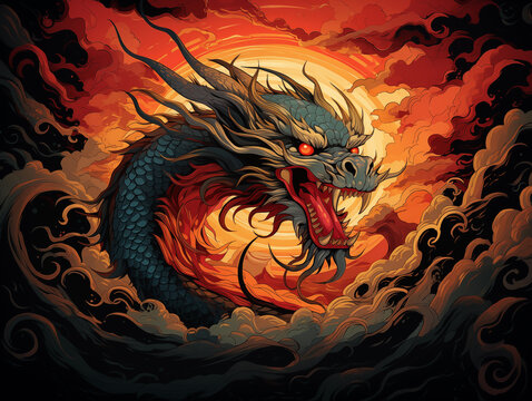 Illustration of fantasy dragon