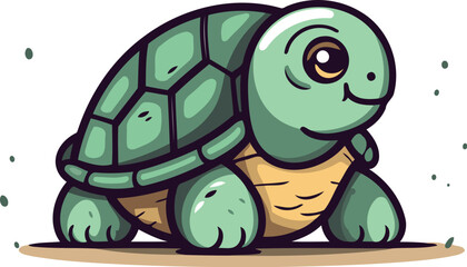 Cartoon turtle. Vector illustration of a cute cartoon tortoise.