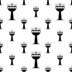 Airport Control Tower Icon Seamless Pattern, Atc Tower Icon