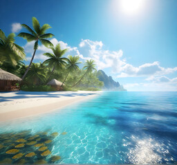 Tropical Paradise Tranquility: Exotic Beach Escape. generative AI