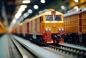 Fototapeta premium steam locomotive carriages on rails