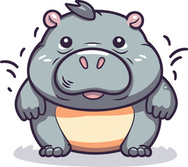 Obraz na płótnie Canvas Cute hippo in a pot. Vector cartoon character illustration.