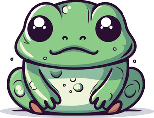 Obraz premium Frog cartoon character vector illustration. Cute green frog icon.
