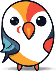 Cute penguin cartoon mascot. Vector illustration isolated on white background.