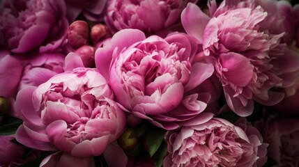 Fototapeta premium Beautiful pink peonies as background, closeup view. Decor concept. Wallpaper concept. Art concept. 3d concept. Flower concept. Florist concept.