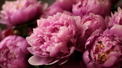 Beautiful pink peonies as background, closeup view. Decor concept. Wallpaper concept. Art concept. 3d concept. Flower concept. Florist concept.