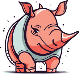 Fototapeta premium Cartoon rhinoceros. Vector illustration of a rhinoceros.