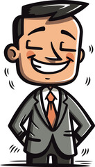 Businessman Smiling Cartoon Mascot Character Vector Illustration.