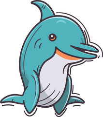 Obraz premium Cute cartoon dolphin isolated on a white background. Vector illustration.