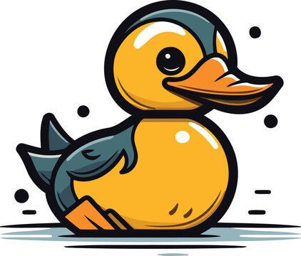 Cartoon rubber duck. Vector illustration of cute cartoon rubber duck.