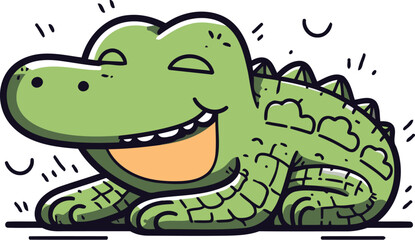 Fototapeta premium Cartoon crocodile. Vector illustration of a cute crocodile.