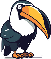 Cartoon toucan isolated on a white background. Vector illustration.