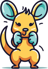 Naklejka premium Cute kawaii cartoon kangaroo. Vector illustration.