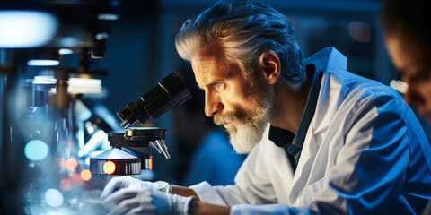 Modern Lab, Modern Tools: Scientist Working Diligently on Computer