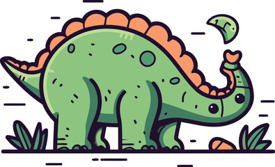 Cute dinosaur doodle. Vector illustration in cartoon style.