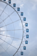 Blue Ferris wheel on a clear day