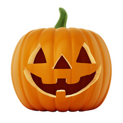 Halloween pumpkin with a funny smiling face. 3D illustration
