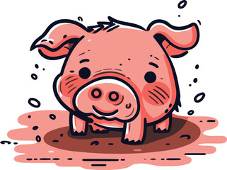 Obraz na płótnie Canvas Cute piggy. Vector illustration in doodle style.