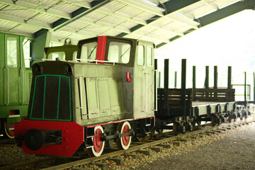 Old historic locomotive in the depot