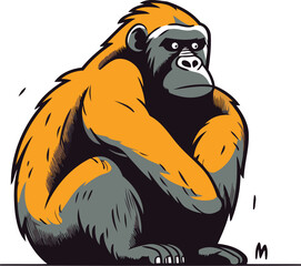 Fototapeta premium Gorilla. Vector illustration of a gorilla on a white background.