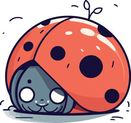 Cute cartoon ladybug isolated on white background. Vector illustration.