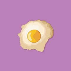 Fried egg isolated on violet background. Vector illustration