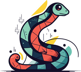 Fototapeta premium Vector illustration of snake in flat style. Colorful snake icon.