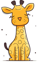 Cute cartoon giraffe. Animal character design. Vector illustration.