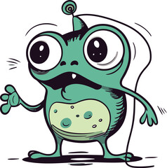 Funny cartoon frog. Vector illustration isolated on a white background.