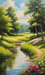 Summer Landscape Painting.