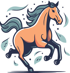 Running horse. Vector illustration. Isolated on a white background.