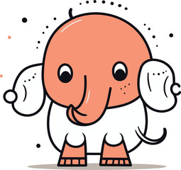 Obraz premium Cute cartoon elephant. Vector illustration in doodle style.