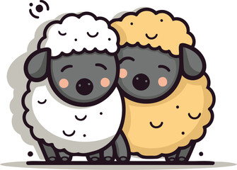 Obraz premium Cute cartoon sheep. Cute animal character. Vector illustration.