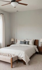 Fototapeta na wymiar Simple Bedroom Interior In A Home.