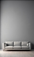 Contemporary Minimalist Empty Interior With A Gray Blank Wall And Sofa.